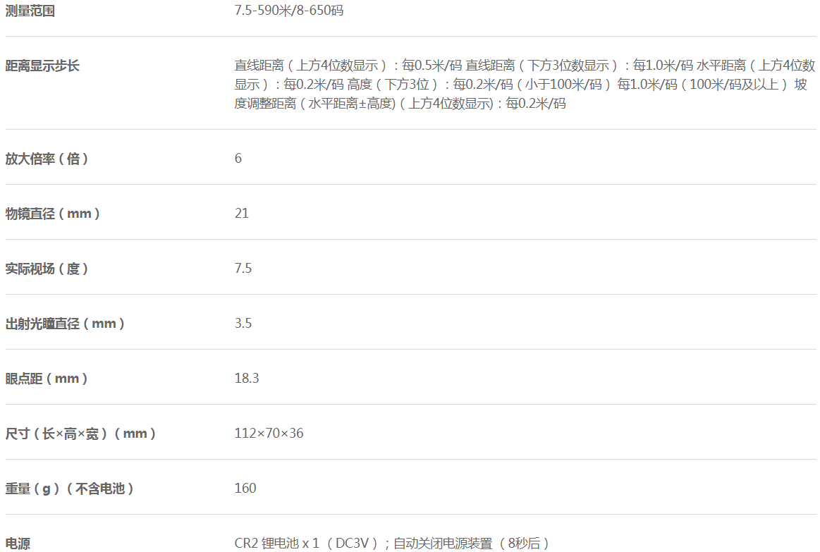 尼康COOLSHOT 40i参数